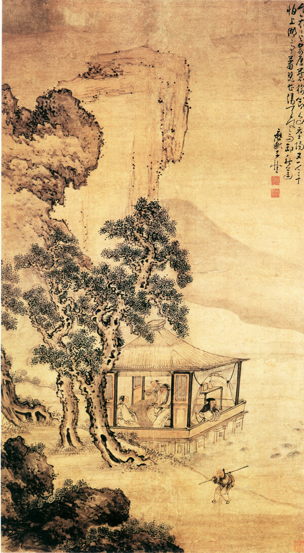 湖亭秋兴图山水画中国古画0876