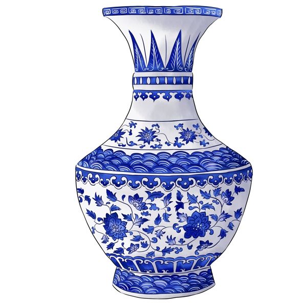 中国风一个青花瓷花瓶设计