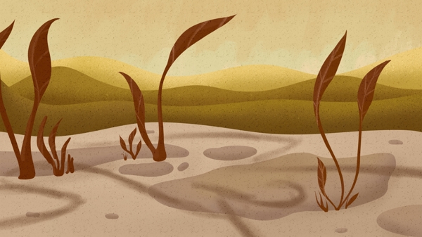 手绘沙漠植物插画背景图