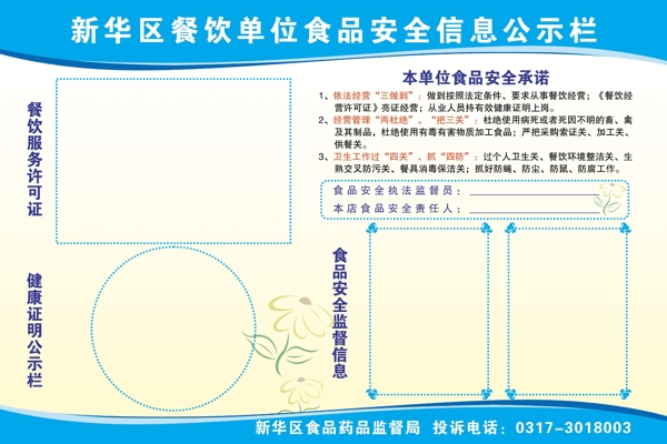 新华区餐饮单位食品安全信息公示栏图片