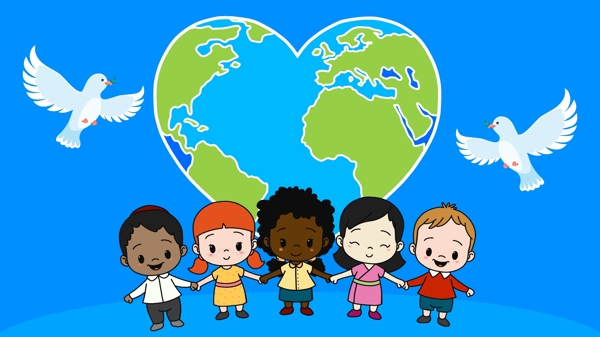 世界和平日各国小朋友为世界和平献爱心