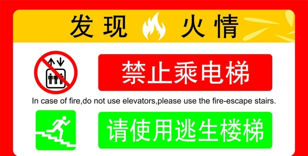 发现火情禁止乘电梯请使用逃图片