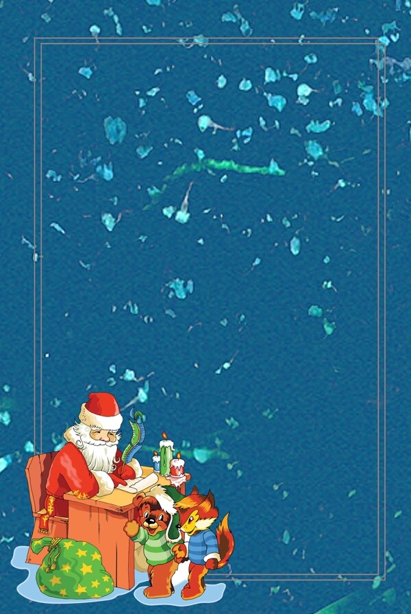 冬季卡通手绘节气圣诞广告设计背景图