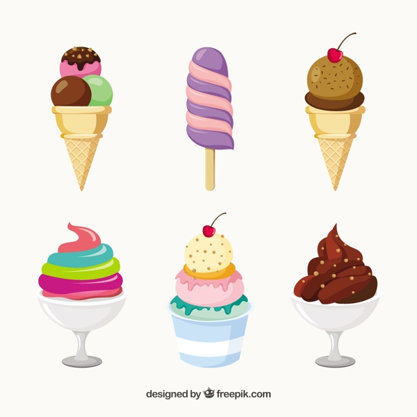 各种美味冰淇淋平面设计素材