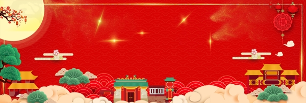 几何新春元旦传统节日banner背景