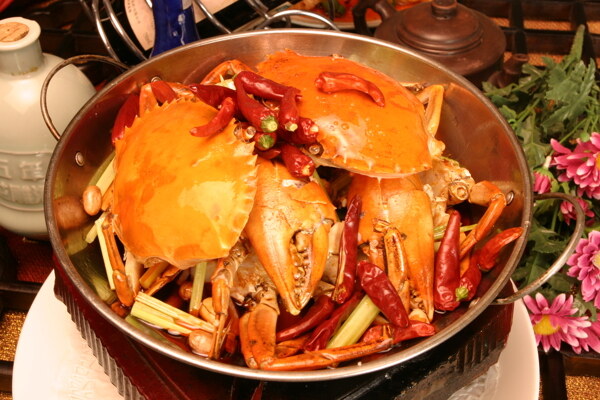 干锅香辣蟹图片