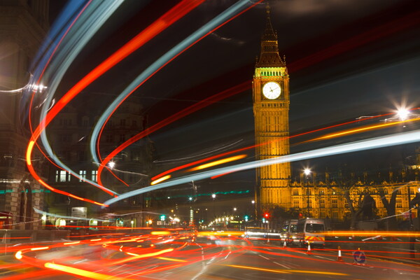 高清英国大本钟夜景图片