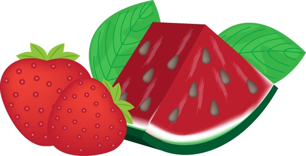 红色草莓西瓜元素