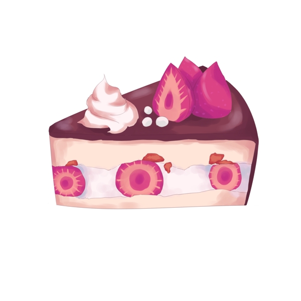 美食草莓蛋糕插画
