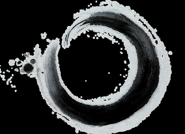 黑色水墨圆圈png元素