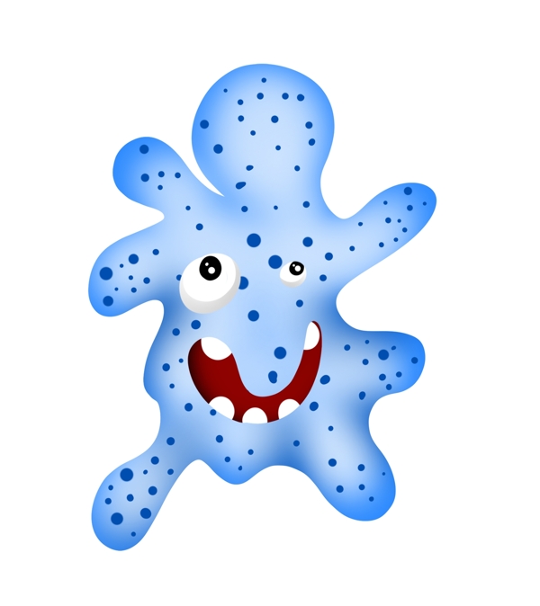 蓝色细菌卡通插画