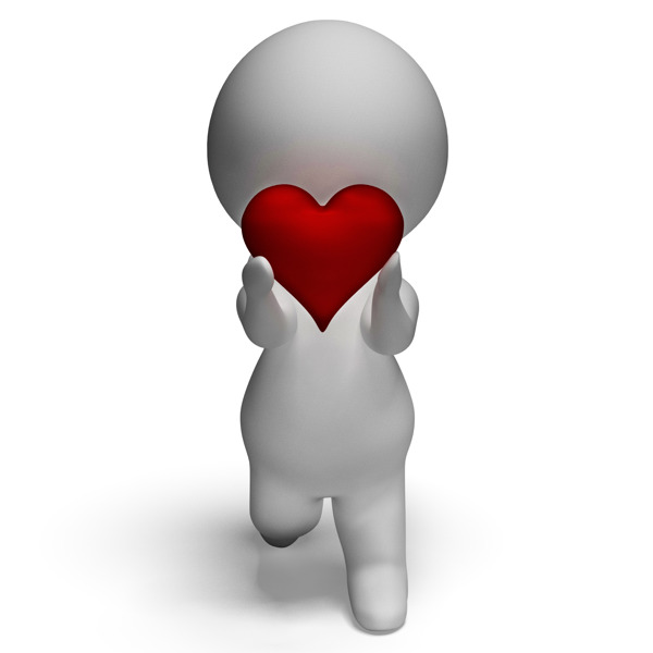 3D角色保持心脏显示爱情情人节