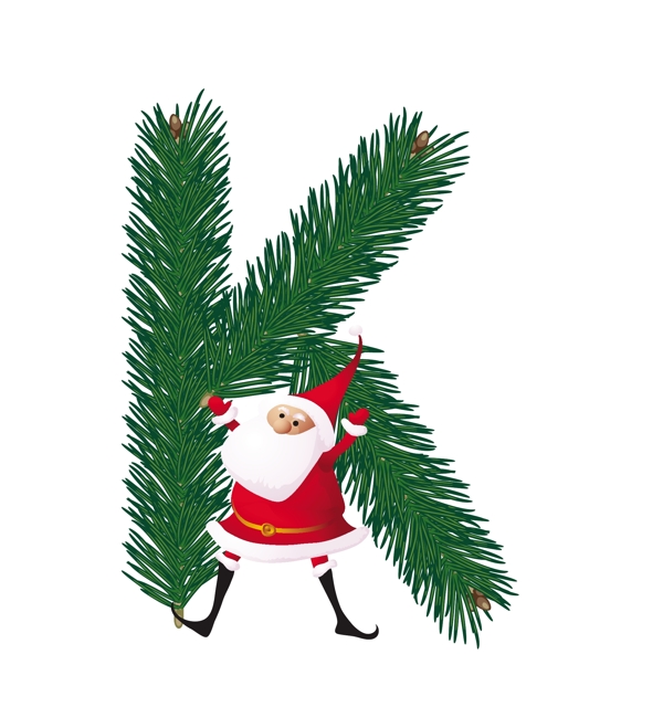 圣诞装饰杉树的ABC滑稽的圣诞老人的信K矢量