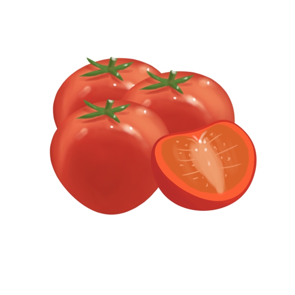 手绘西红柿蔬菜png素材