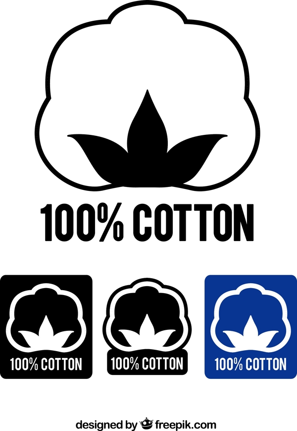 4款纯棉制品标签矢量素材