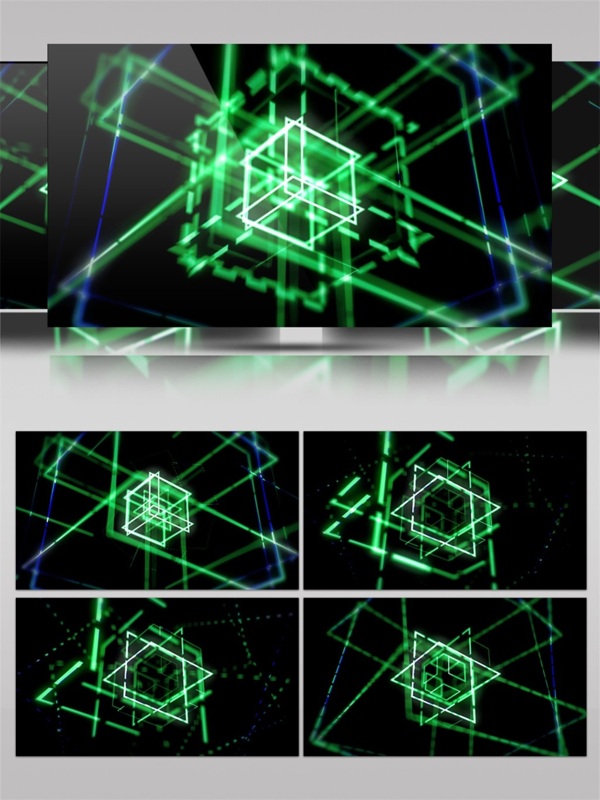 绿色光束方块视频素材
