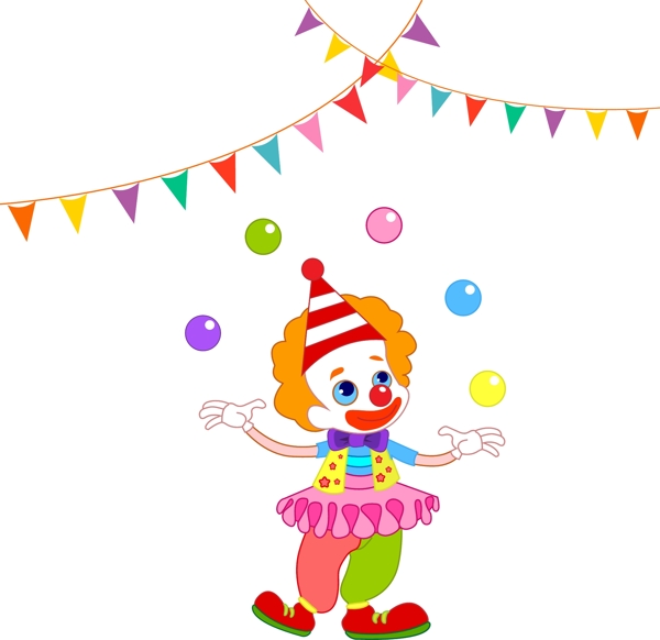 彩色卡通小丑庆典愚人节装饰图案设计元素