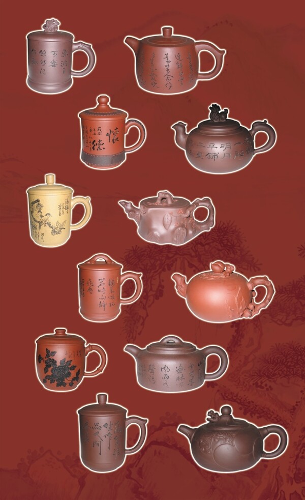 紫砂茶壶盖杯图片