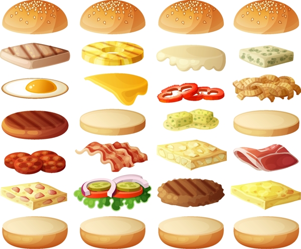 汉堡食物图标矢量素材