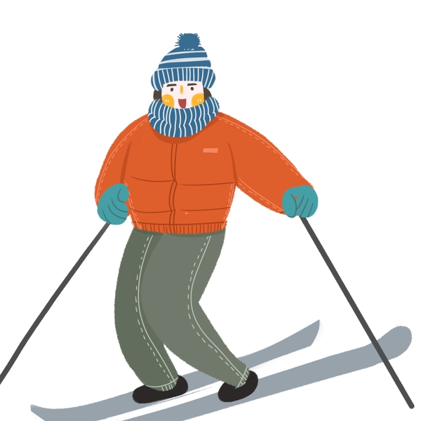 扁平化滑雪的男孩子
