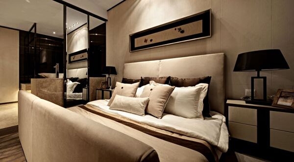 中国风卧室床铺装修效果图