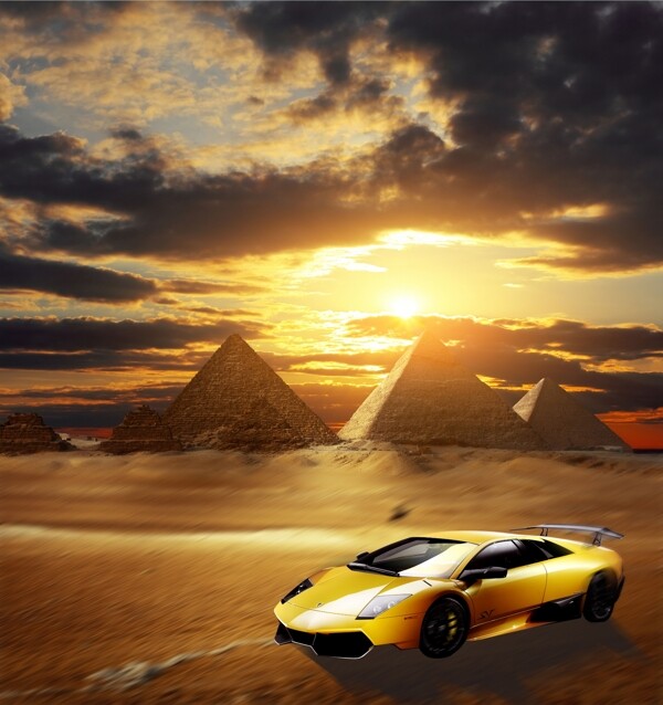 沙漠赛车背景合层图片