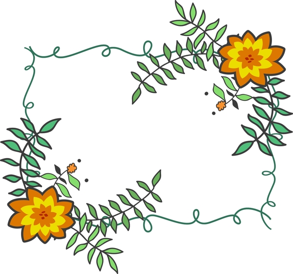 手绘矢量植物花朵边框元素