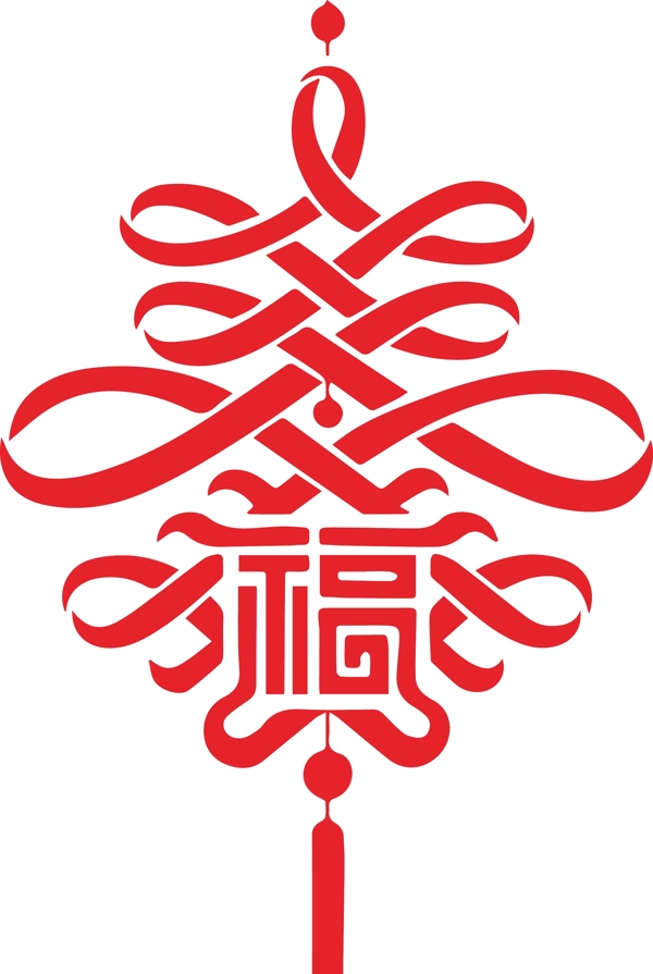 矢量创意春节符号丝带中国结