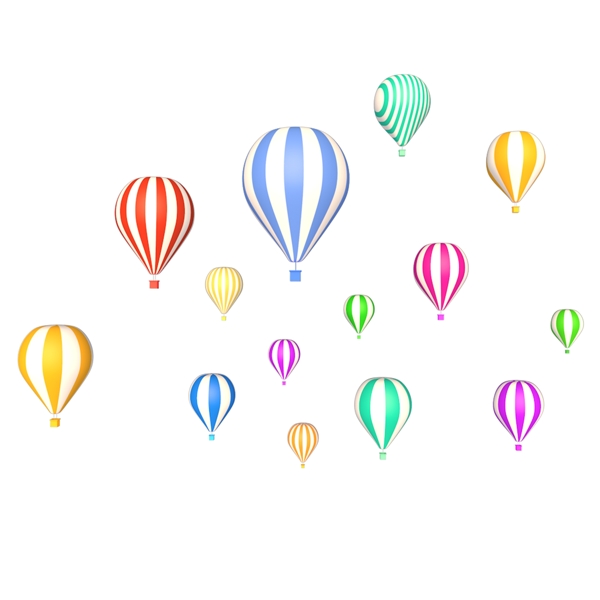 C4D电商悬浮元素立体彩色热气球