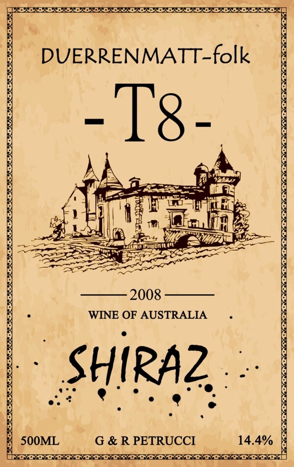 葡萄酒法国澳洲红酒标签图片