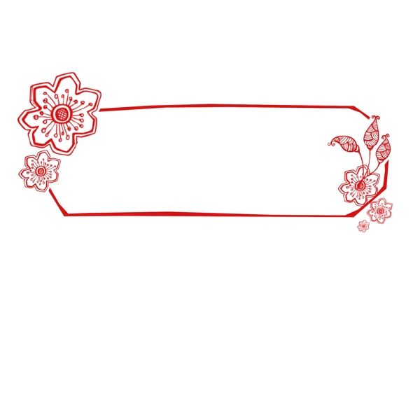 手绘红色线条小花装饰框