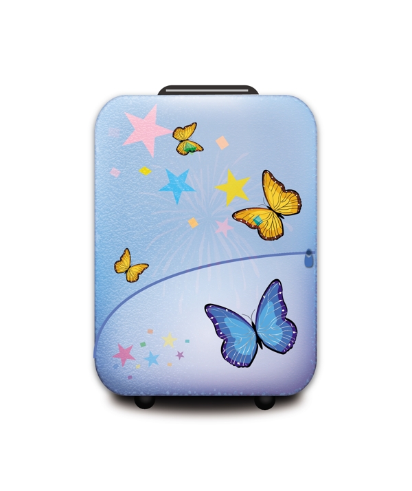 蓝蝴蝶的旅行袋矢量图标