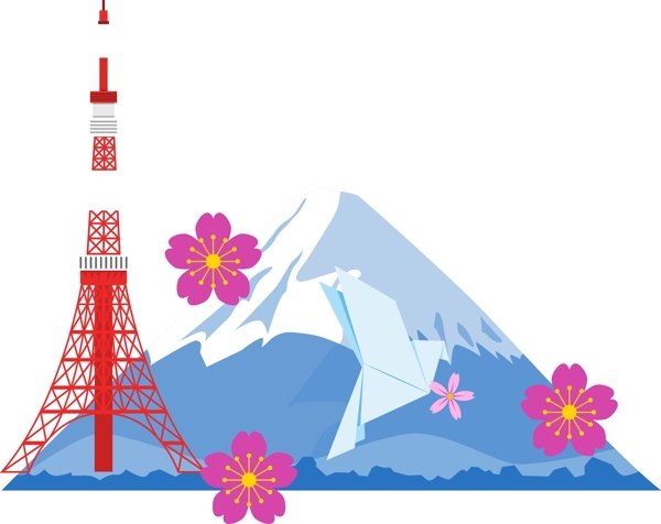 富士山日本装饰元素背景