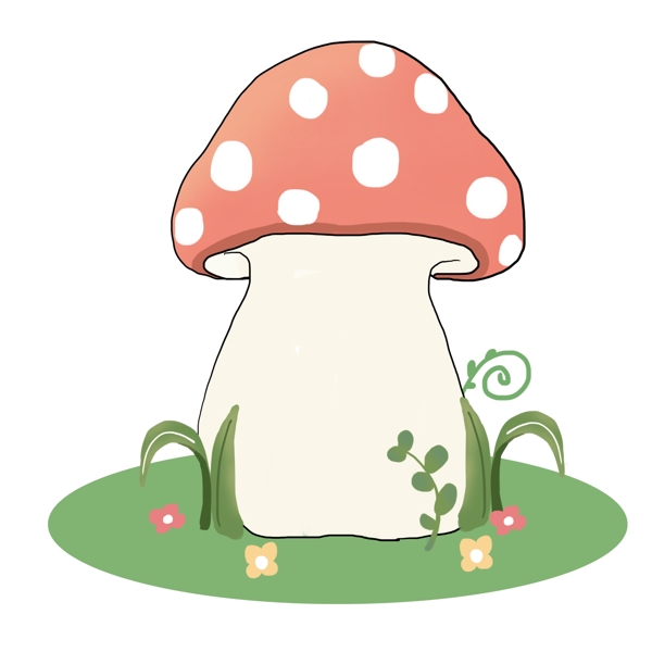 蘑菇春季边框插画