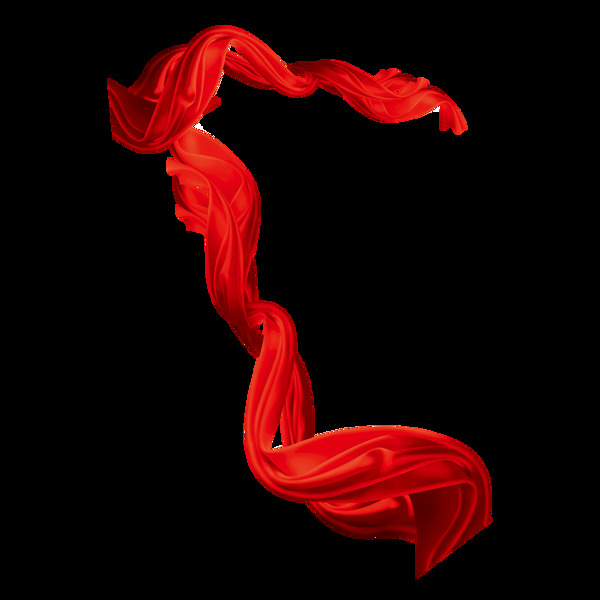 红色绸带飘动元素