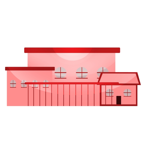 红色房子建筑物插画