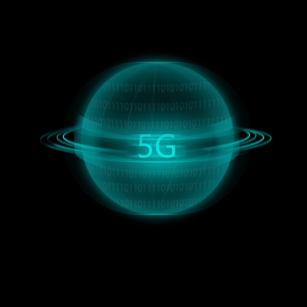 5G蓝绿色半透明发光未来科技风概念地球