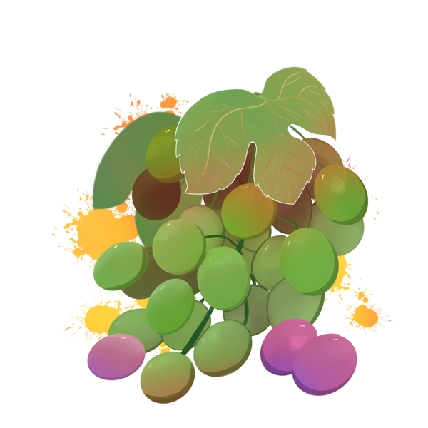 葡萄水果绿色提子PNG绿紫