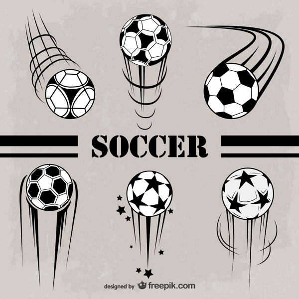 6款卡通动感足球设计矢量素材图片