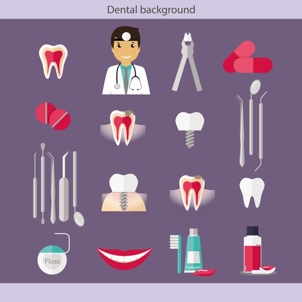 牙科护理图标集