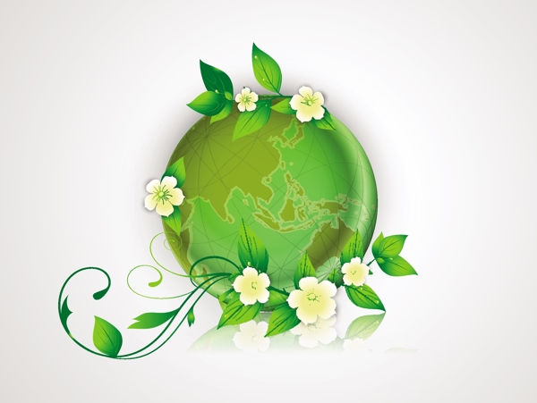 地球和绿色的叶子拯救地球的概念