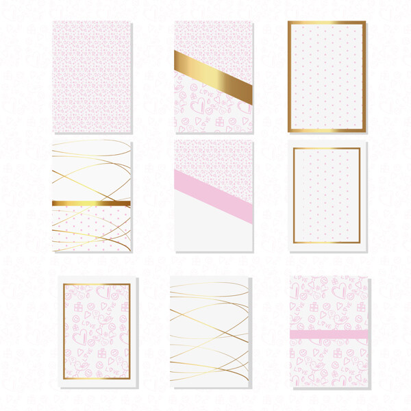 抽象金色粉红色几何边框矢量素材