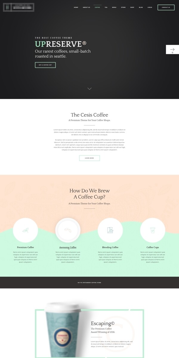 精美的企业饮料饮品咖啡网站模板之登录界面