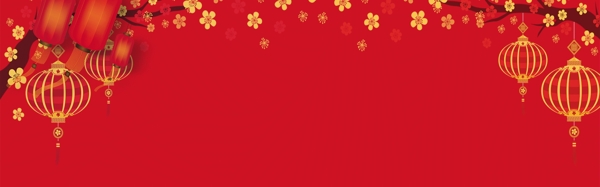 大红灯笼简约春节中国年banner背景