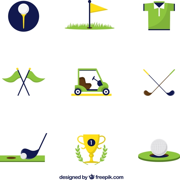 9款创意高尔夫图标矢量素材