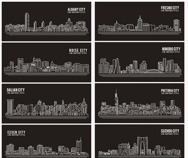 线条城市城市剪影
