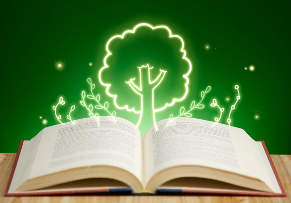 书本上发光的树