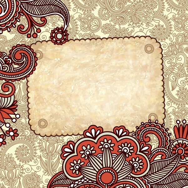 传统花纹图案羊皮背景矢量素材