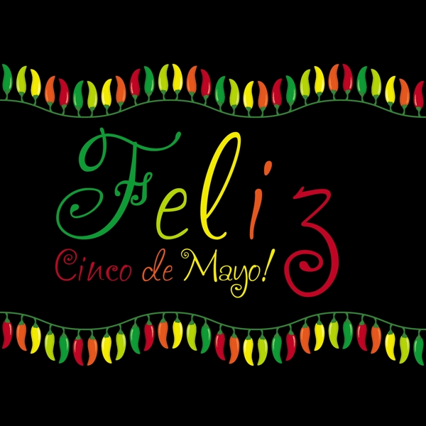 FelizCincodeMayo幸福5月第五辣椒卡矢量格式