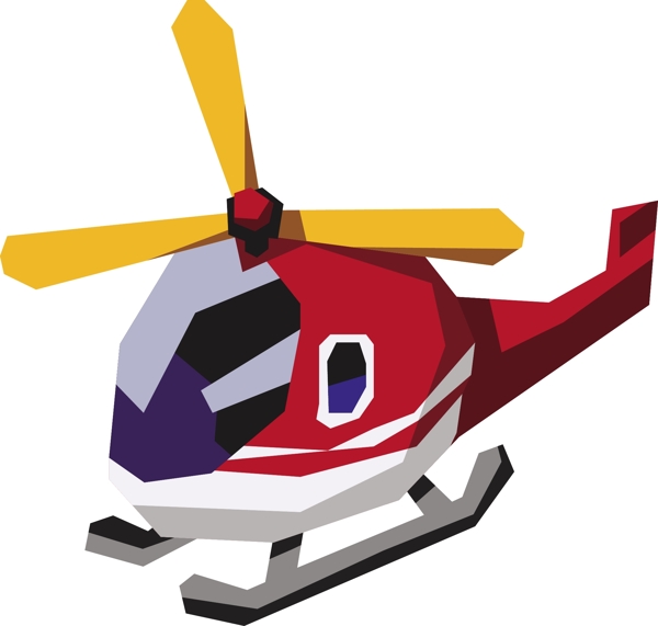 卡通几何直升机可商用元素